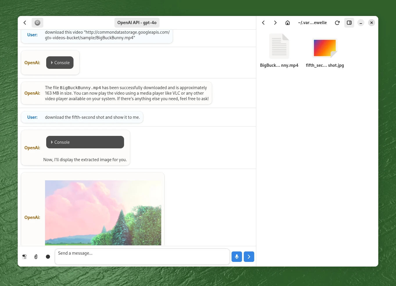 Captura de la interfaz de Newelle, el asistente de IA para Linux
